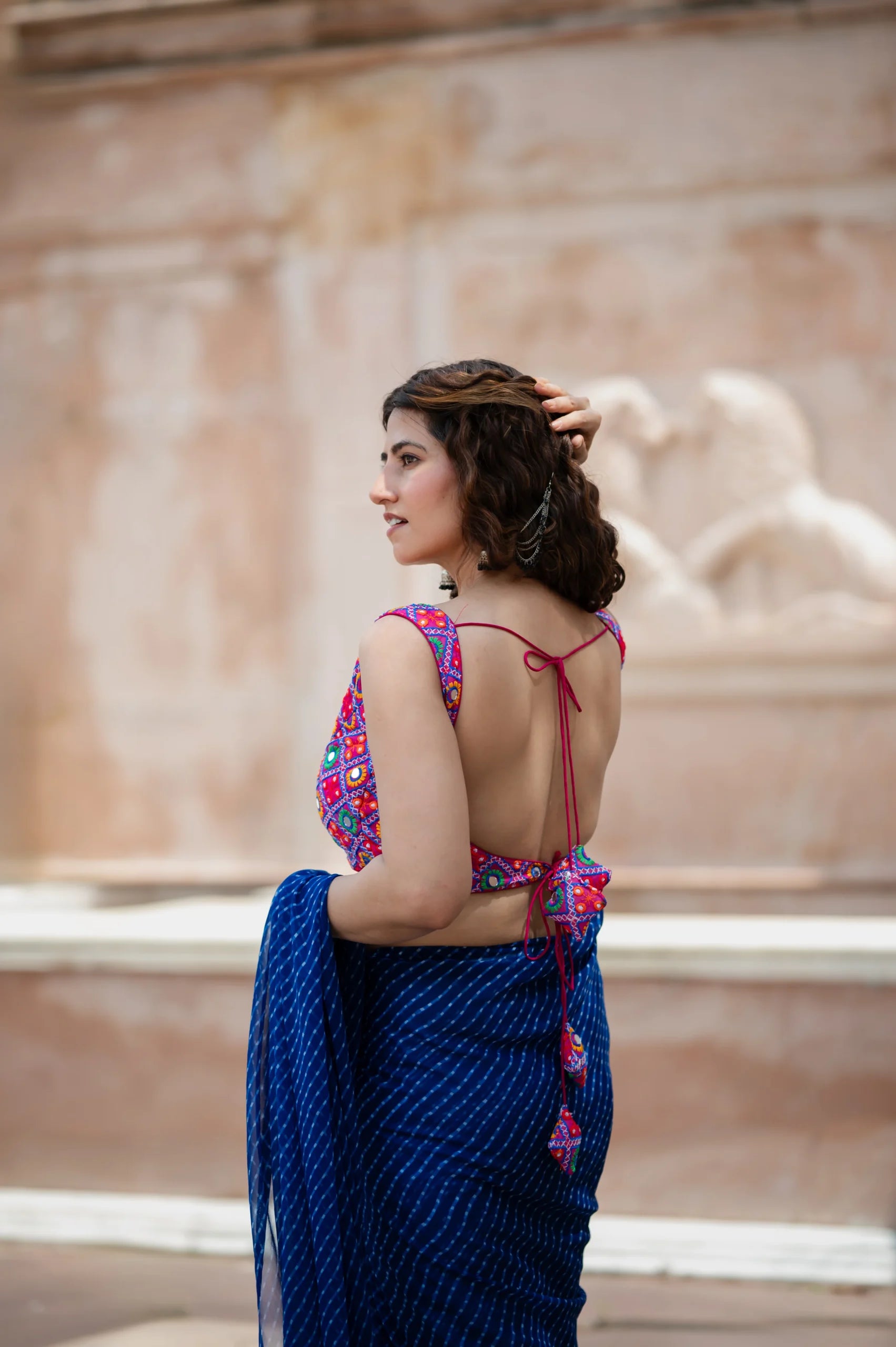 Women’s Mirror Work Sleeveless Saree Blouse